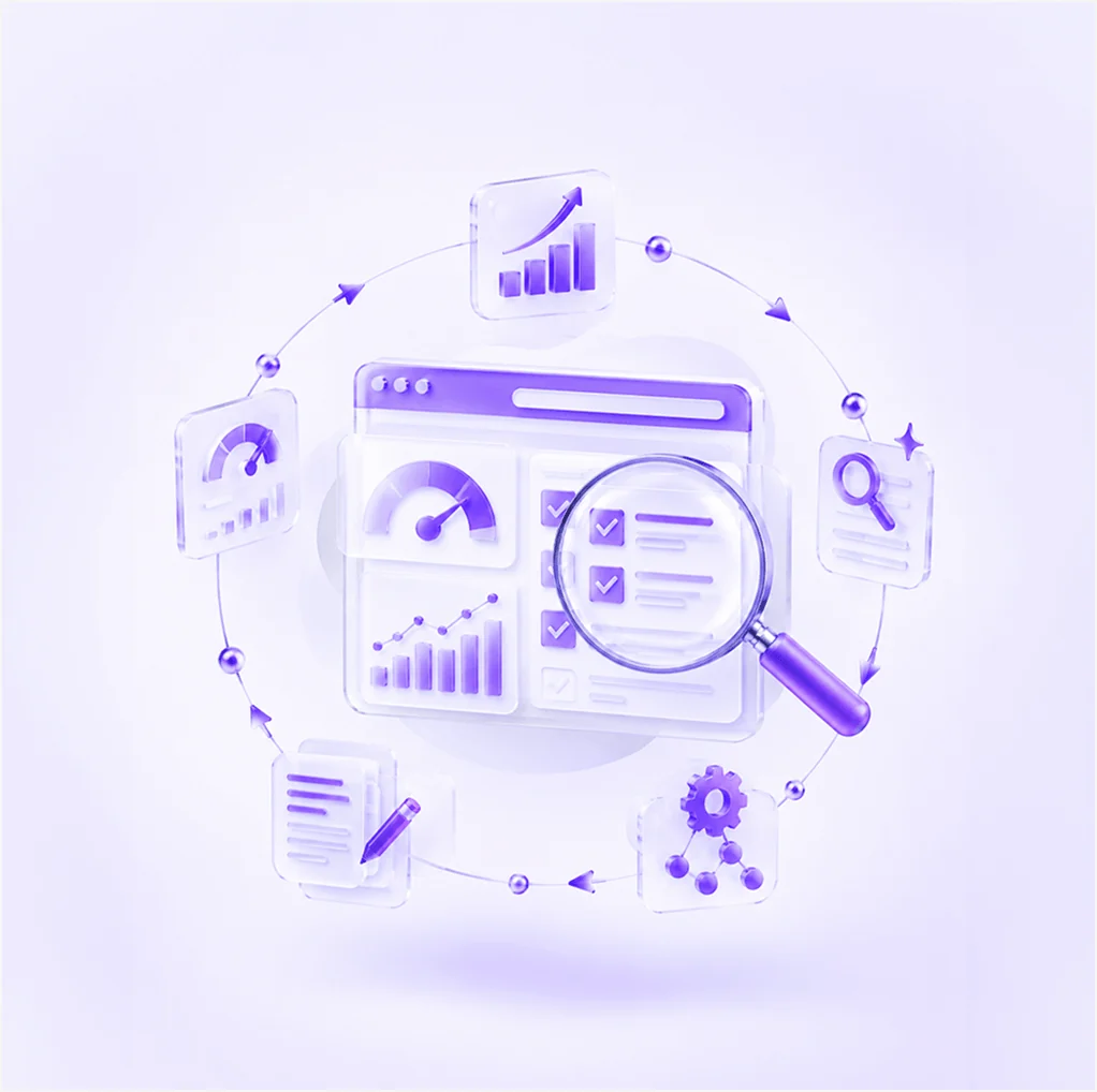 A dashboard of charts, gauges and checklists tracking growth.